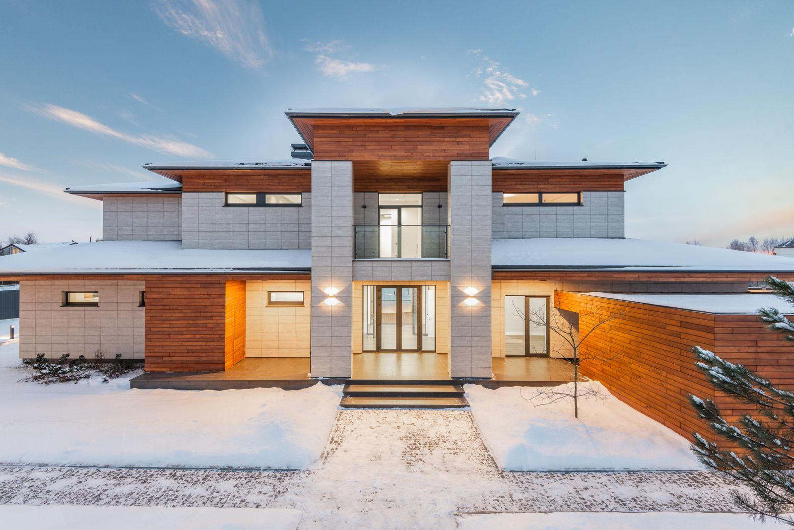 Modern house in snow